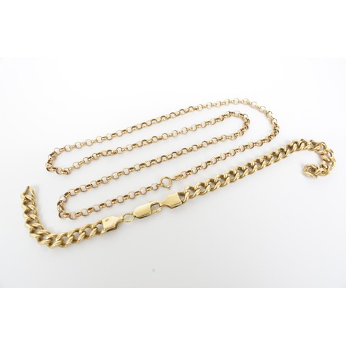 253 - 9ct gold belcher necklace approx length 19