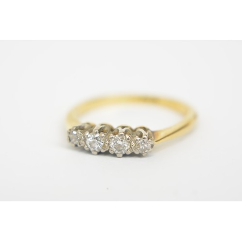 278 - 18ct yellow gold and platinum four stone diamond ring, approx size L, marked 18ct. Approx gross weig... 