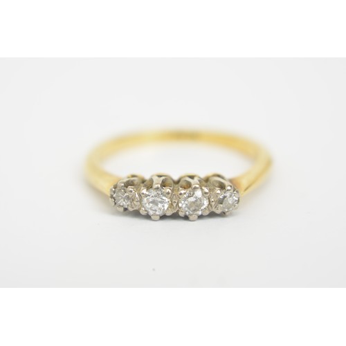 278 - 18ct yellow gold and platinum four stone diamond ring, approx size L, marked 18ct. Approx gross weig... 
