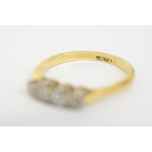 278 - 18ct yellow gold and platinum four stone diamond ring, approx size L, marked 18ct. Approx gross weig... 