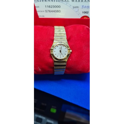 60 - Omega 18ct Gold constellation ladies watch. In Super like new condition. Bought in 2001 from Weir an... 