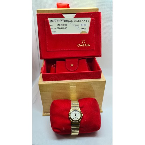 60 - Omega 18ct Gold constellation ladies watch. In Super like new condition. Bought in 2001 from Weir an... 
