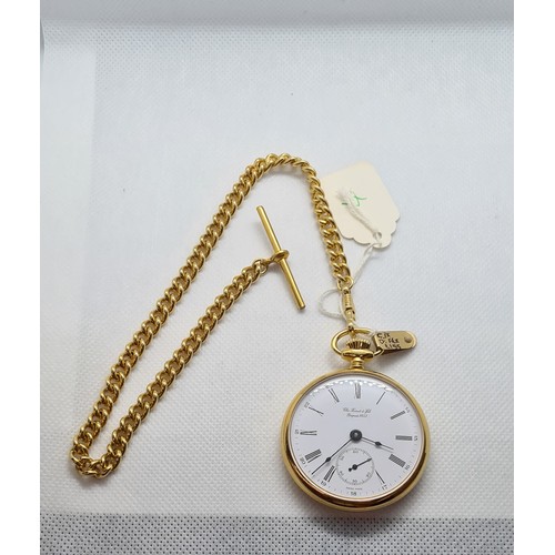 8 - Tissot open faced pocket watch with rolled gold chain in super clean condition Swiss made.