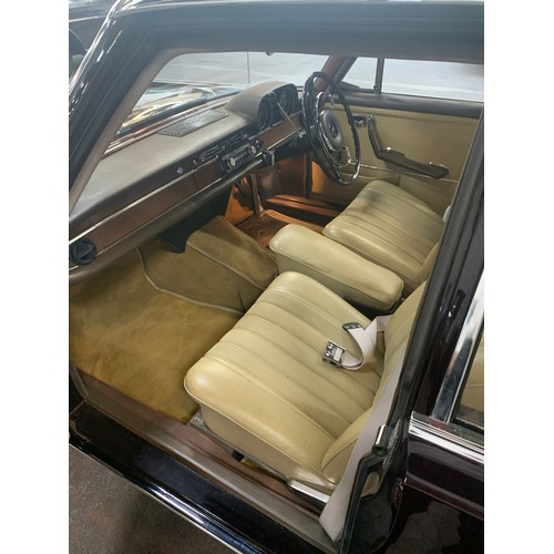 6 - Mercedes 250 S (2.5L), 1967, Auto, 4 door saloon, showing 60,000 miles, dark burgundy with light bei... 