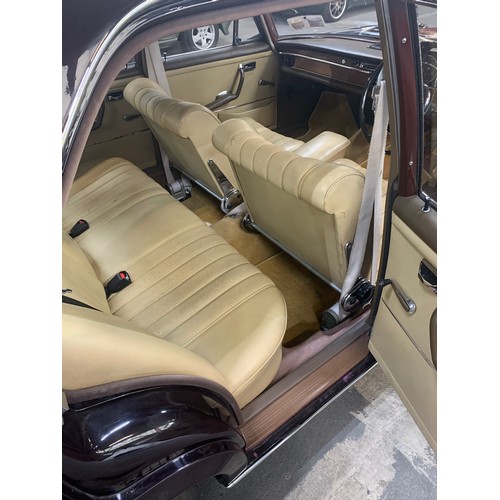 6 - Mercedes 250 S (2.5L), 1967, Auto, 4 door saloon, showing 60,000 miles, dark burgundy with light bei... 