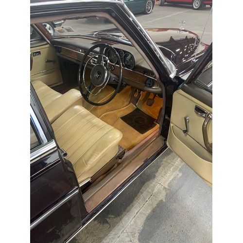 6 - Mercedes 250 S (2.5L), 1967, Auto, 4 door saloon, showing 60,000 miles, dark burgundy with light bei... 