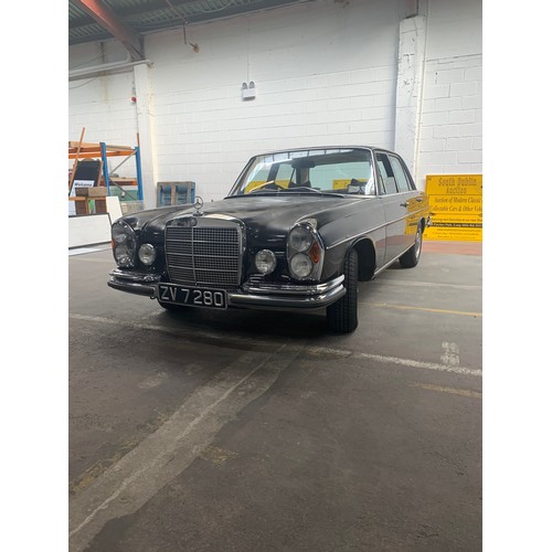 4 - Mercedes S 280 (2.8L), 1973, Auto, 4 door saloon, showing 60,149 (unverified) miles, brown with ligh... 