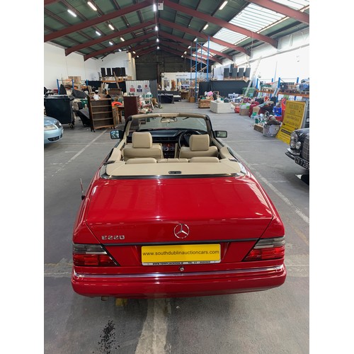 8 - MERCEDES E220, 1994, CONVERTIBLE, 104k miles. Red with comprehensive service history. Full body resp... 