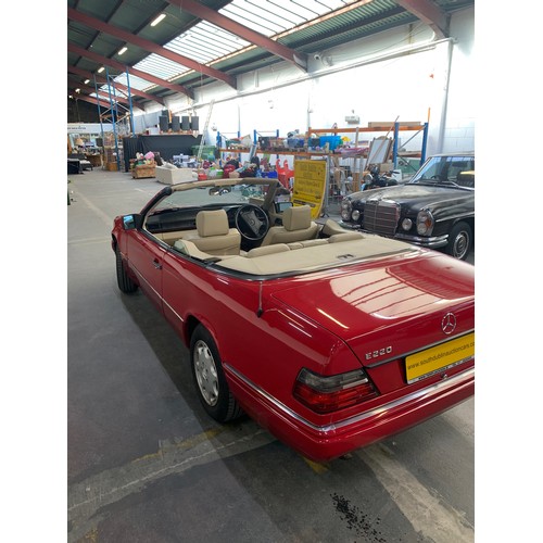 8 - MERCEDES E220, 1994, CONVERTIBLE, 104k miles. Red with comprehensive service history. Full body resp... 