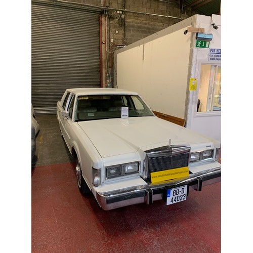 13 - LINCOLN TOWNCAR 1988, 5 LITRE MONSTER, 11,560  miles (unsupported). White with beige leather interio... 