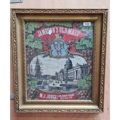 112 - Jamesons Old Malt Whiskey poster with image of 28 Eden quay Dublin Of Custom House.