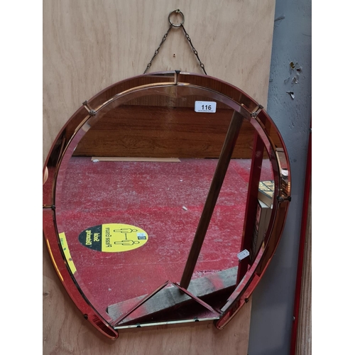 116 - Antique Horseshoe mirror. In good order. Nice example.