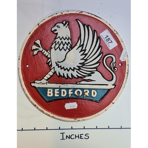 187 - Heavy cast metal sign Bedford