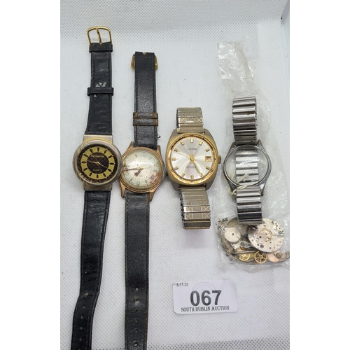 67 - Bag of watches and watch parts.