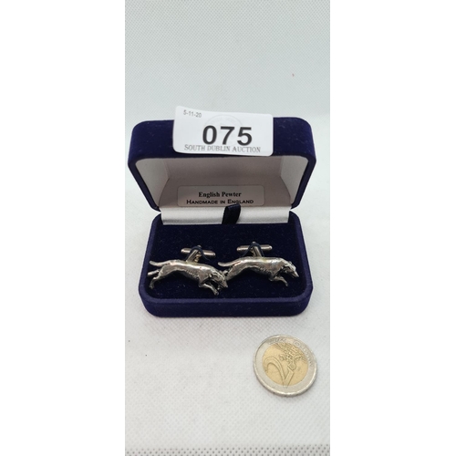 75 - Set of Pewter heavy greyhound cufflinks.