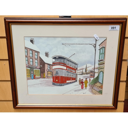 91 - Original Watercolour of a tram by Cameron.