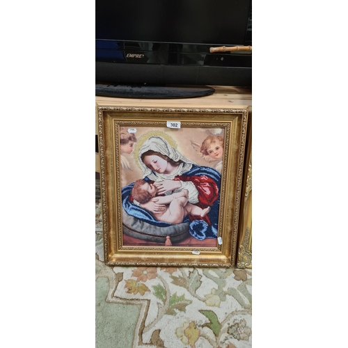 302 - Beedwork Picture of the virgin Mary.