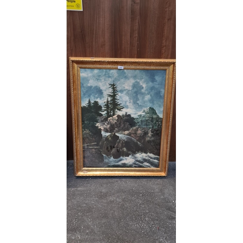 313 - Large Vintage limited Edition print of The Waterfall By Jacob van Rusydael. Nice large old print.