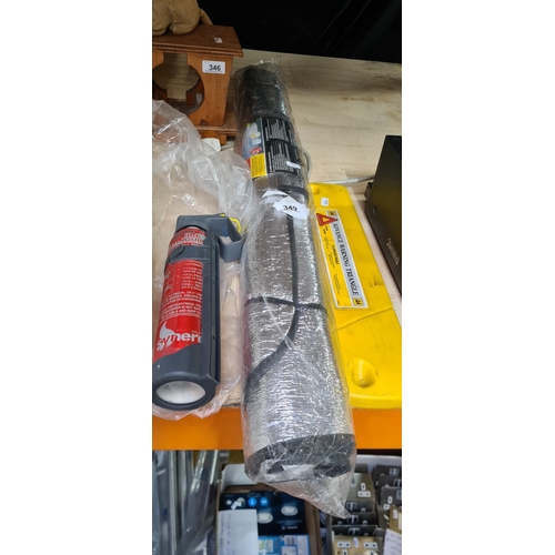 349 - Car items inc heat shield for windscreen also works for frost, fire extinguisher and a warning trian... 