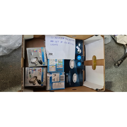 358 - 5 Megaman Downlights and set of LED recessed lights.