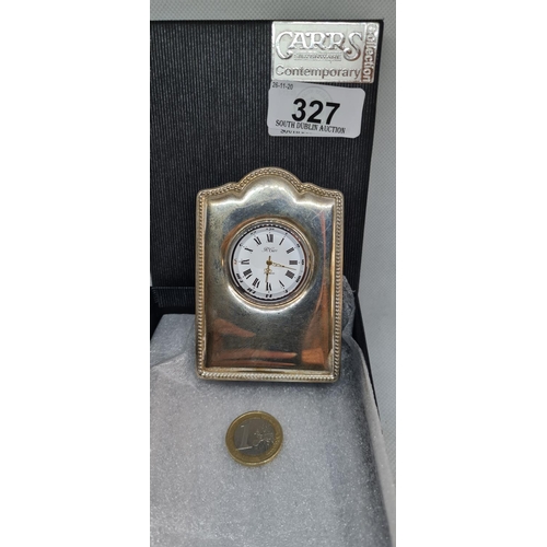 327 - Sterling Silver faced clock. New from Jeweller.