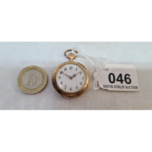 46 - Very pretty 14ct Gold Fob watch the watch is in lovley condition with a rose gold highly worked case... 