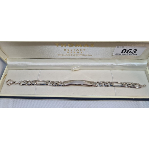 63 - Heavy Sterling Silver ID bracelet in good order. 26g