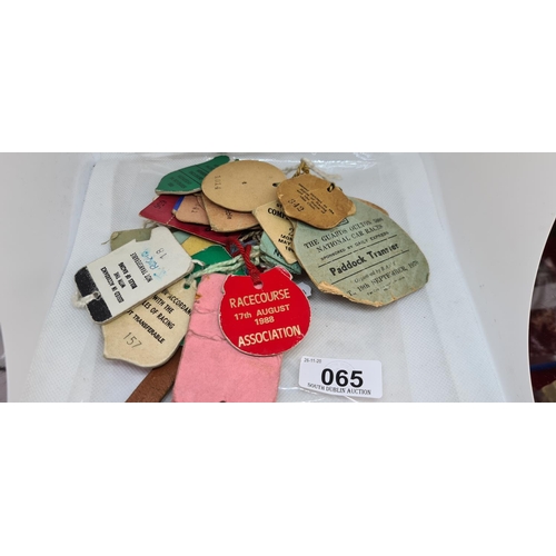 65 - Large Selection of Racing  tags from the 1960s to the 1980s.