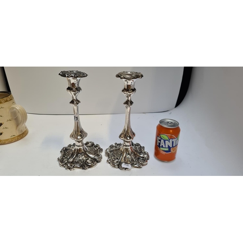 175 - Pair of Tall super decorative recently cleaned candlesticks.