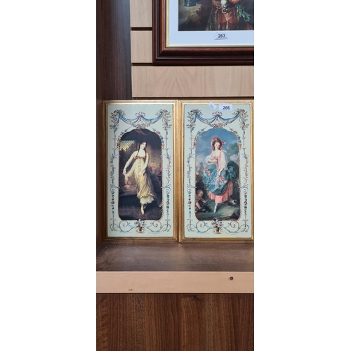 266 - Two attractive classical prints on wood.