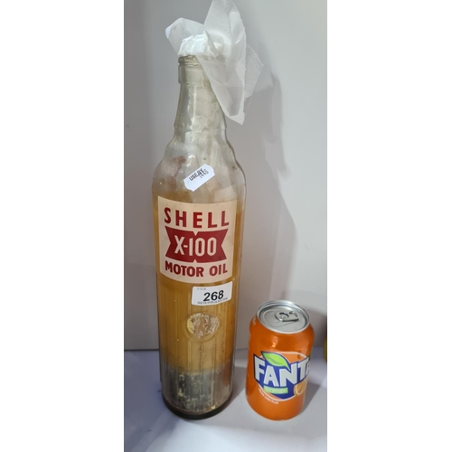 268 - Vintage Tall Shell X-100 Motor Oil bottle. 14