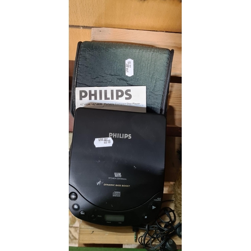 287 - Philips personal CD player with case and instructions.