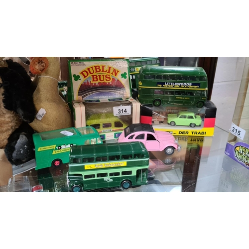 314 - 6 model vehicles inc buses and Irish Examples.