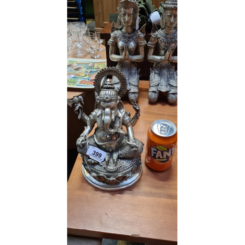 399 - Thai silver statue of genesha. Heavy and 8