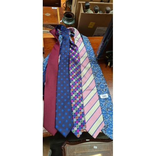 540 - Five designer ties including, Duchamp London, 2 x Stovel and Mason Saville Row, Louis Copeland and S... 