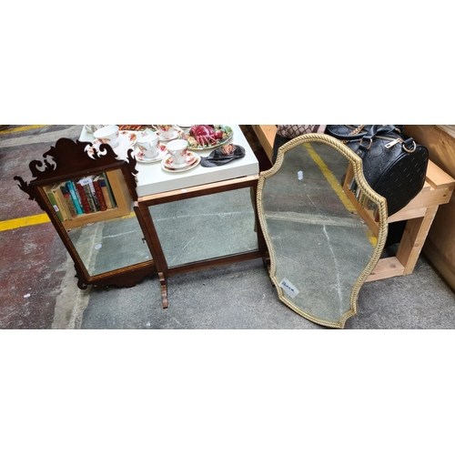 564 - Three vintage mirrors inc a dressing table mirror, Cream french shaped mirror and a Carved Edwardian... 