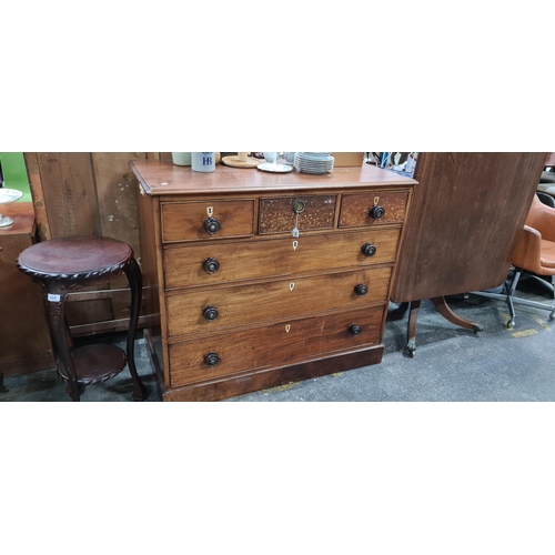 667 - Victorian 6 drawer Chest With Bunn handles and Bone escutcheons. Will Polish up lovely