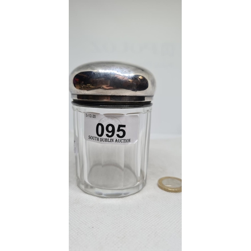 95 - Cut Glass Jar with a Sterling Silver lid.