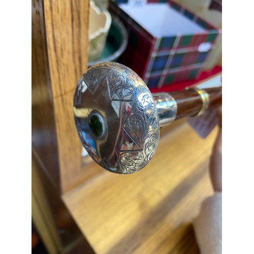 183 - Hardwood And Silver (not marked but tested according to vendor) 1920s Walking cane. Lovely high qual... 