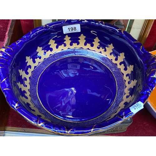 198 - large Blue and Gold Royal Limoges fruit bowl in good order.