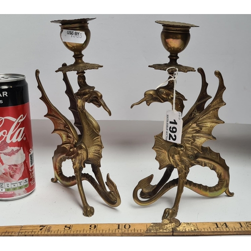 192 - Super pair of very unusual dragon candlesticks.