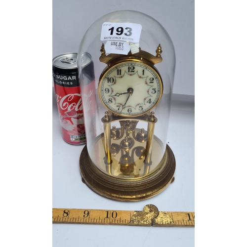 193 - Antique German Anniversary clock with glass dome.