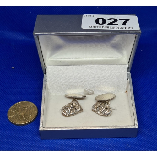 27 - Sterling Silver Comedy and tragedy heavy cufflinks. New jewelers stock.