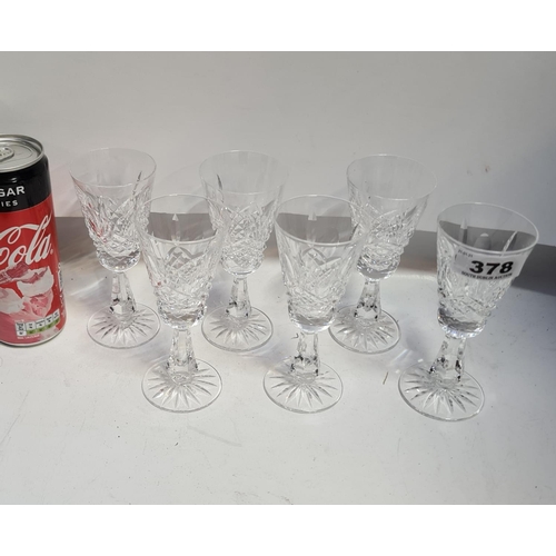 378 - Set of 5 Waterford Crystal Glasses.