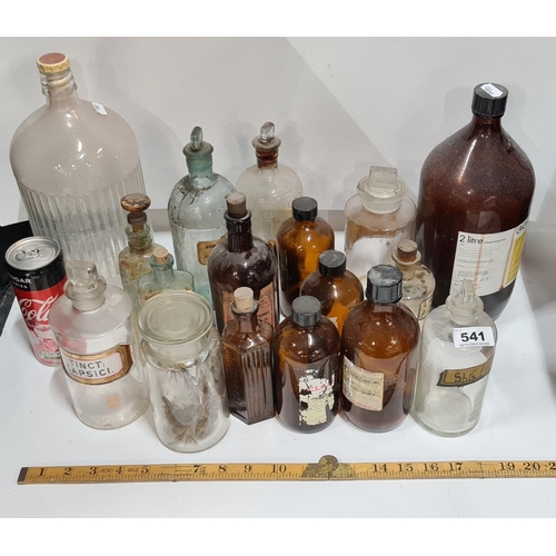 541 - Large selection of Antique chemist bottles. Super selection.