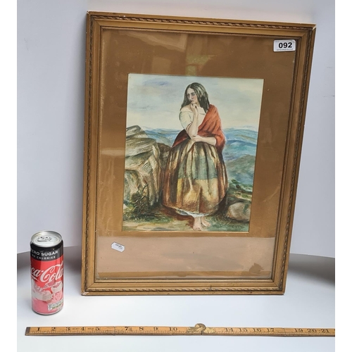 92 - Original watercolour of an Irish Girl by C.J Victor 1859