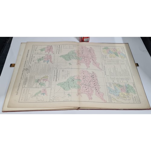 437 - Large Folio Maps of the British Empire 1865. Was a bit bigger back then. Some binding issues, some w... 