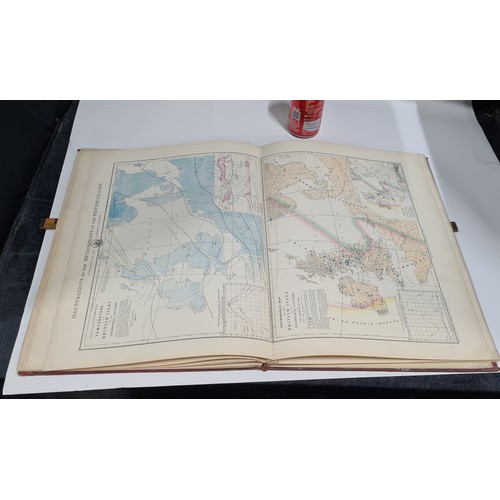 437 - Large Folio Maps of the British Empire 1865. Was a bit bigger back then. Some binding issues, some w... 