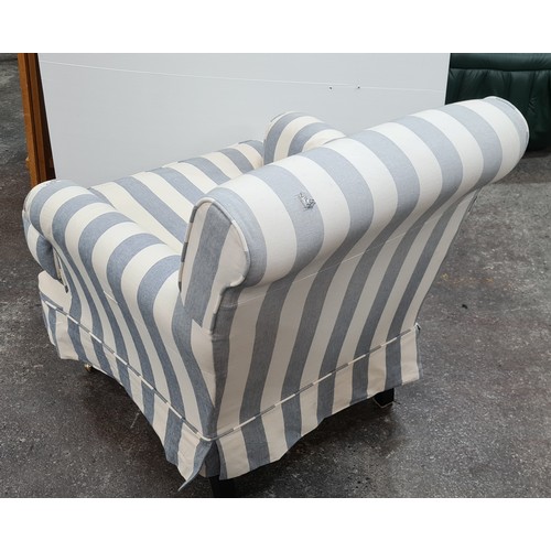 497 - Lovely blue and white stripey chair. Looks new there is a vey small less than an inch tear in the ba... 