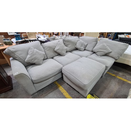 483 - Nice Grey L Shape couch with matching footstool. Cost €1800 4 years ago.